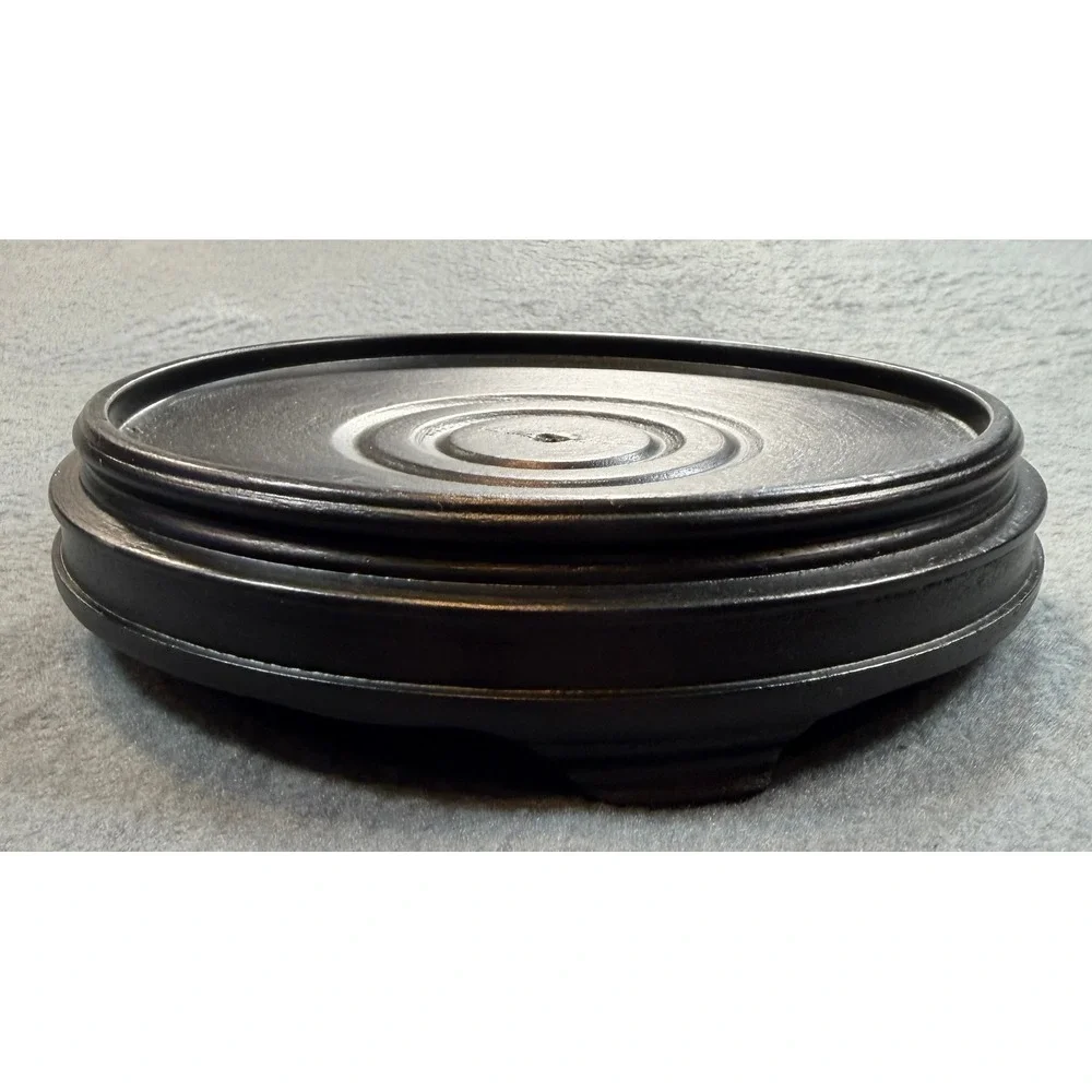Set of 2 Round Wood Display Stands Dark Brown Risers for Vases and Statues